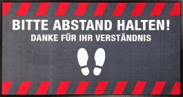 Hinweismatte -Abstand halten- 150 x 85 cm in grau